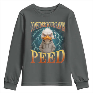 Funny Smoking Goose Meme Youth Sweatshirt Consider Your Pants Peed TS14 Dark Heather Print Your Wear