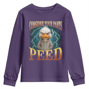 Funny Smoking Goose Meme Youth Sweatshirt Consider Your Pants Peed TS14 Purple Print Your Wear