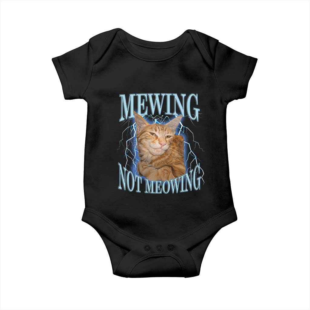 Mewing Not Meowing Baby Onesie Funny Cat Meme TS14 Black Print Your Wear