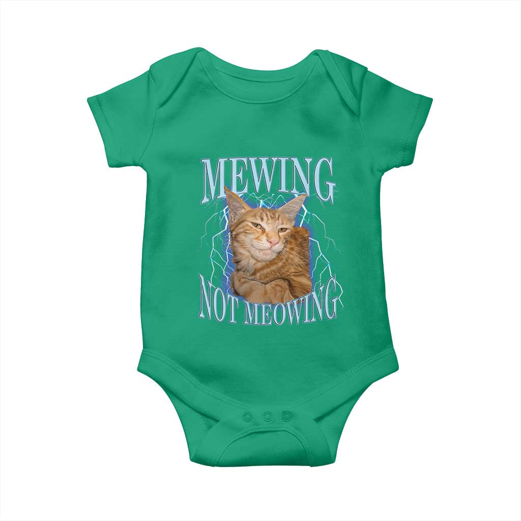 Mewing Not Meowing Baby Onesie Funny Cat Meme TS14 Irish Green Print Your Wear