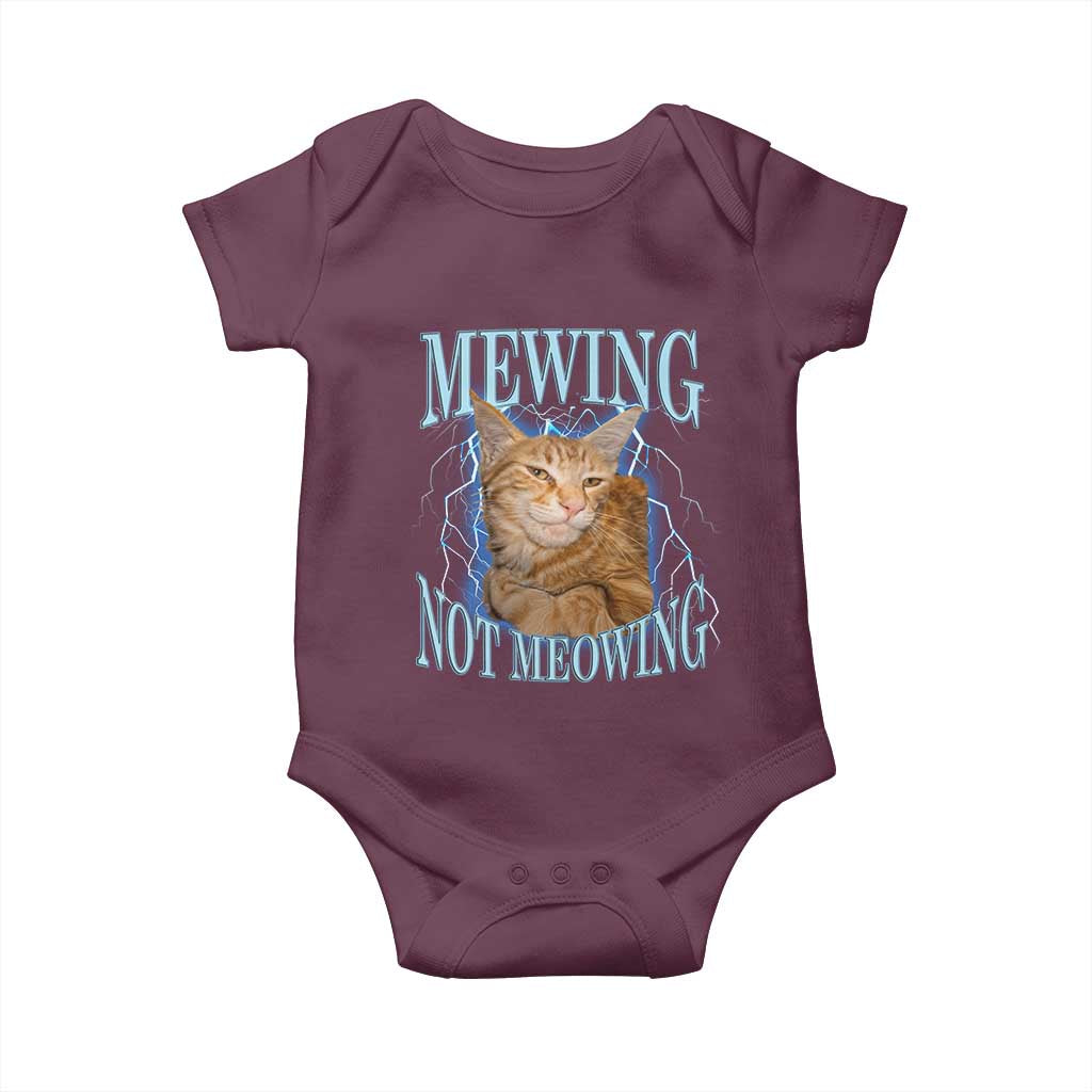 Mewing Not Meowing Baby Onesie Funny Cat Meme TS14 Maroon Print Your Wear