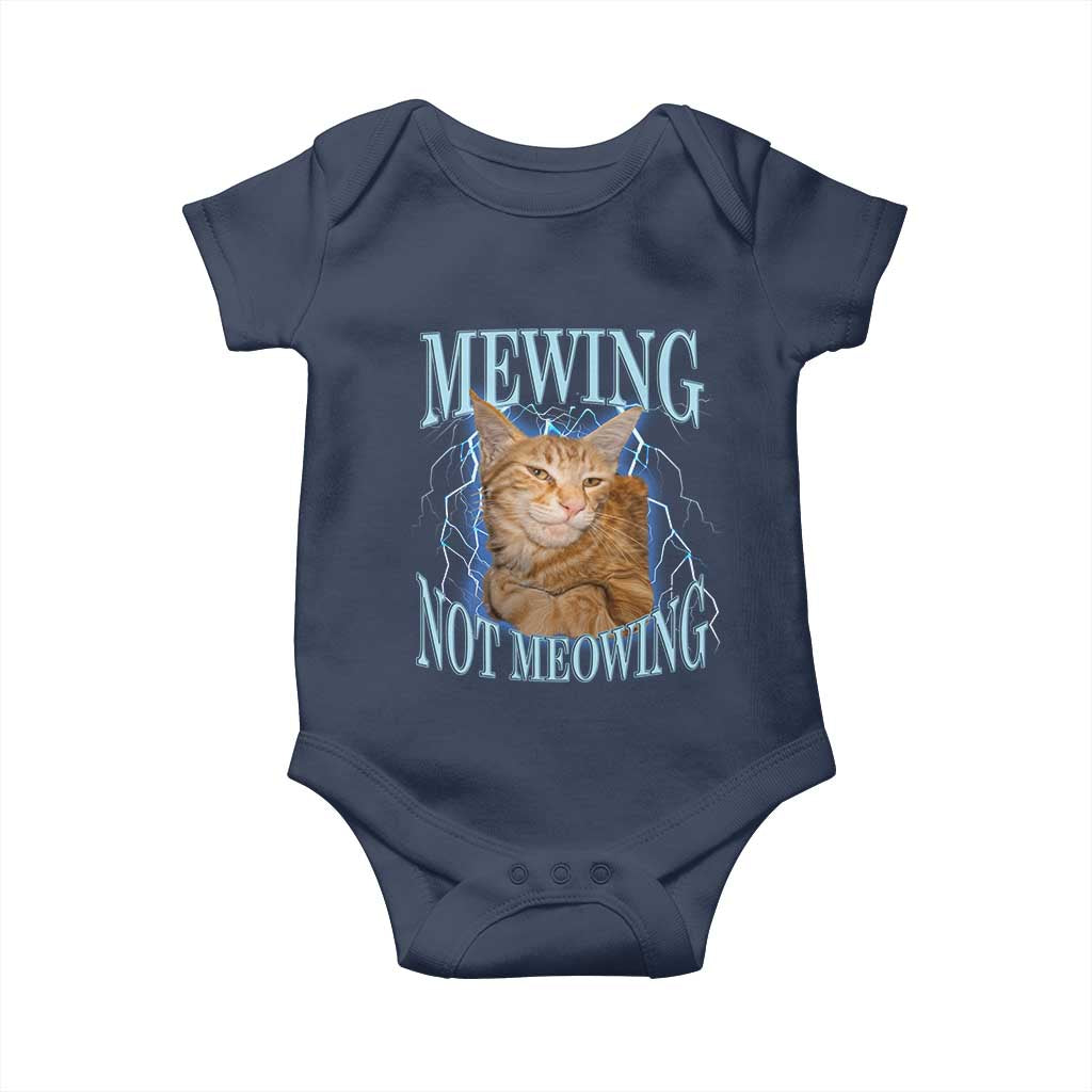 Mewing Not Meowing Baby Onesie Funny Cat Meme TS14 Navy Print Your Wear