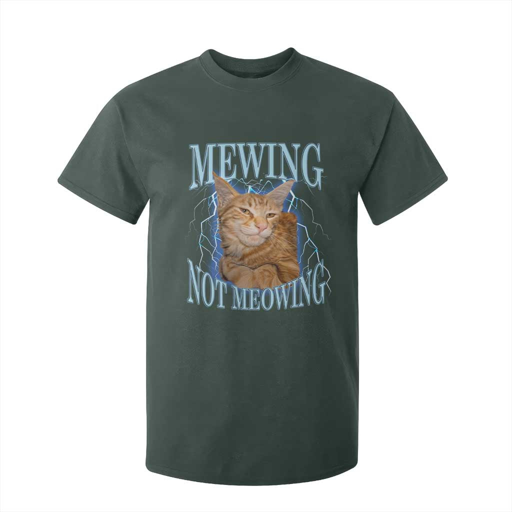 Mewing Not Meowing T Shirt For Kid Funny Cat Meme TS14 Dark Forest Green Print Your Wear
