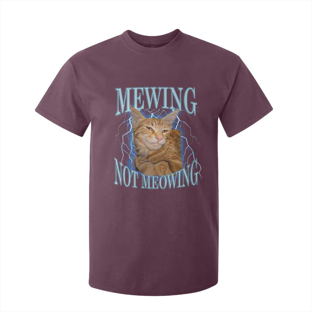 Mewing Not Meowing T Shirt For Kid Funny Cat Meme TS14 Maroon Print Your Wear