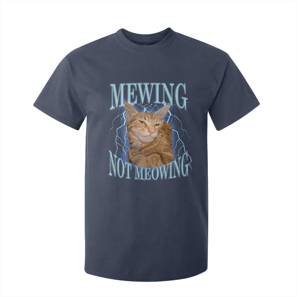 Mewing Not Meowing T Shirt For Kid Funny Cat Meme TS14 Navy Print Your Wear