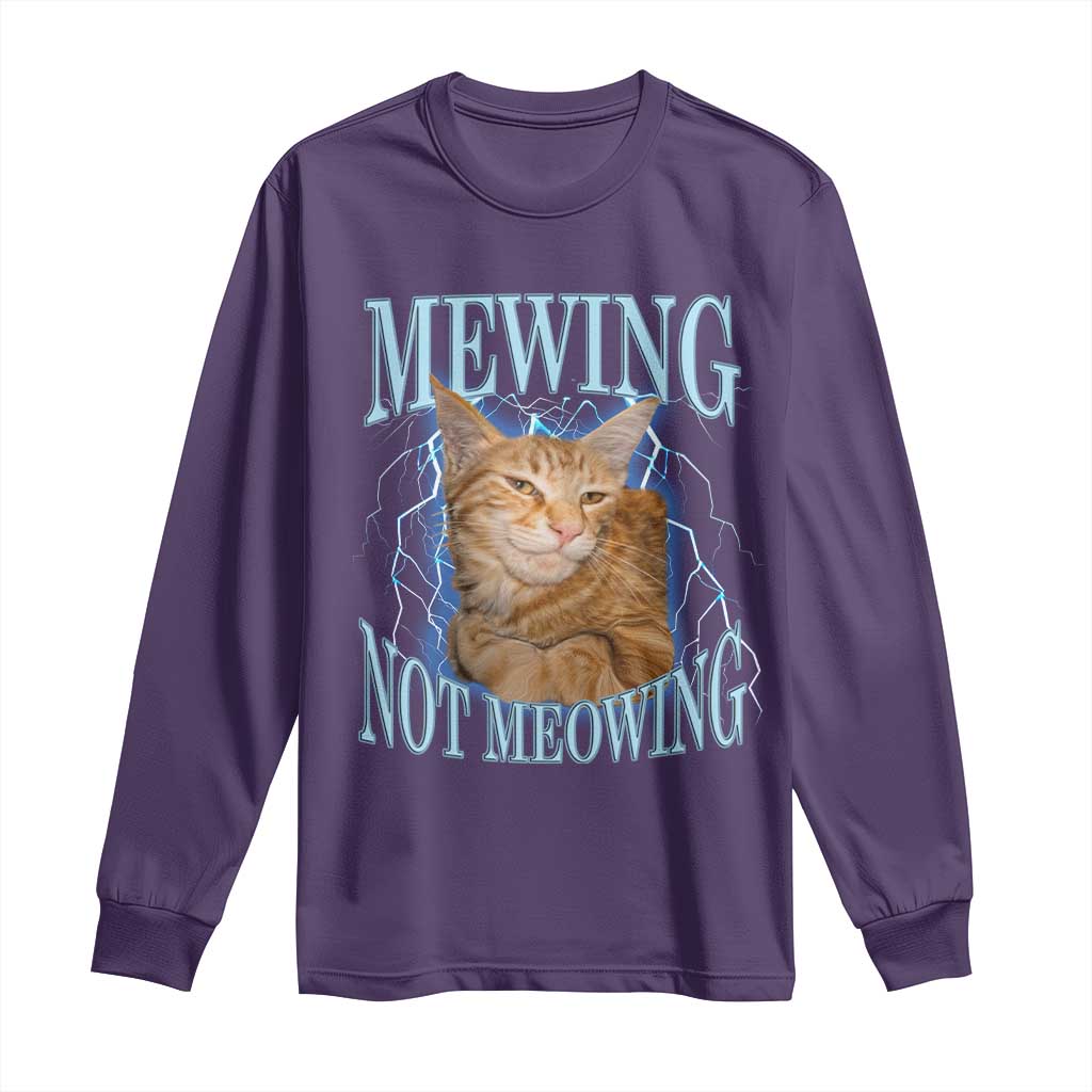 Mewing Not Meowing Long Sleeve Shirt Funny Cat Meme TS14 Purple Print Your Wear