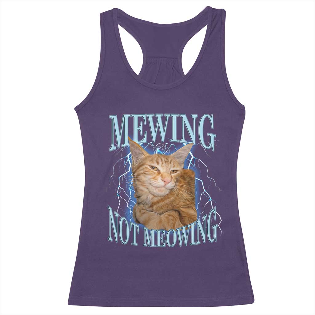 Mewing Not Meowing Racerback Tank Top Funny Cat Meme TS14 Purple Print Your Wear