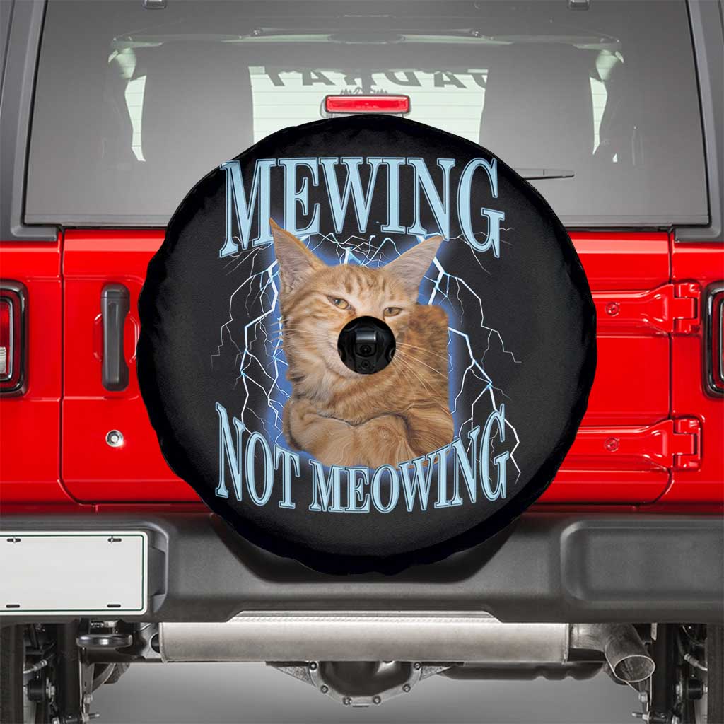 Mewing Not Meowing Spare Tire Cover Funny Cat Meme TS14 Black Print Your Wear