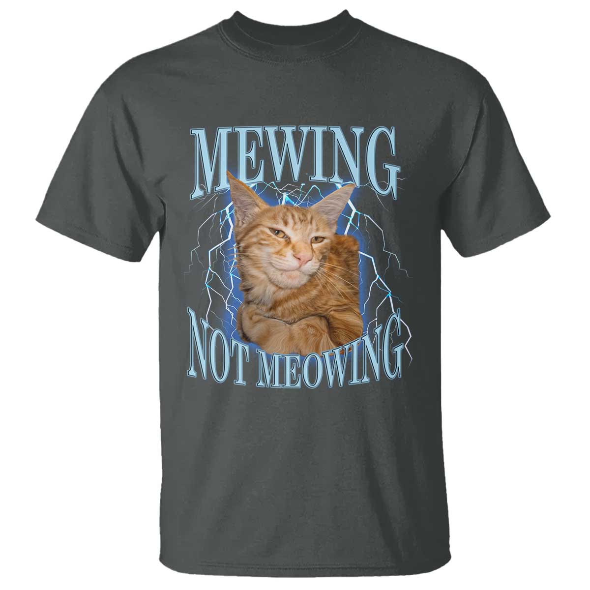 Mewing Not Meowing T Shirt Funny Cat Meme TS14 Dark Heather Print Your Wear