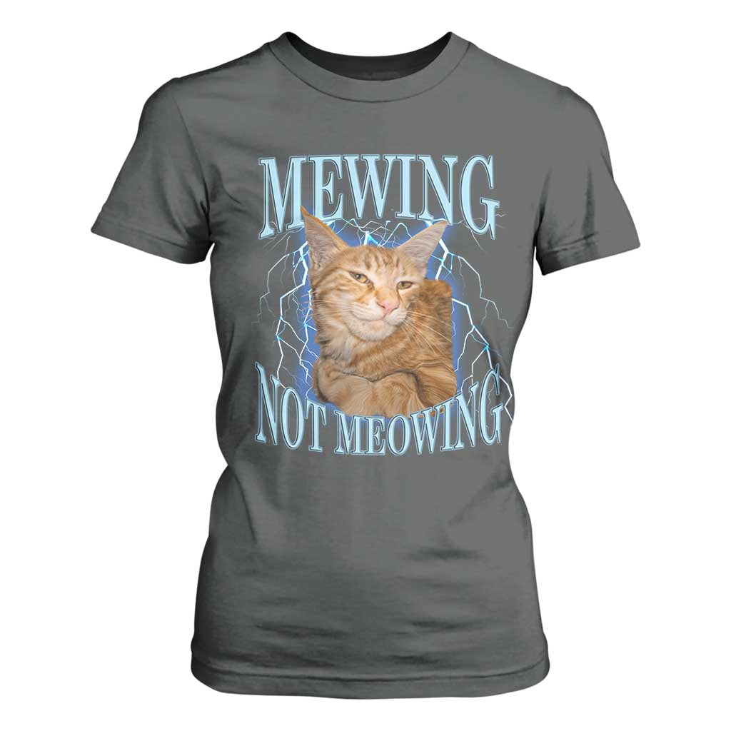 Mewing Not Meowing T Shirt For Women Funny Cat Meme TS14 Dark Heather Print Your Wear
