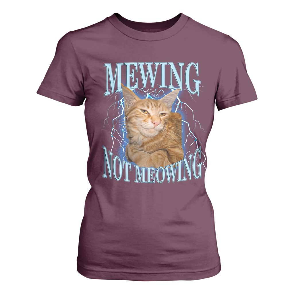 Mewing Not Meowing T Shirt For Women Funny Cat Meme - Print Your Wear