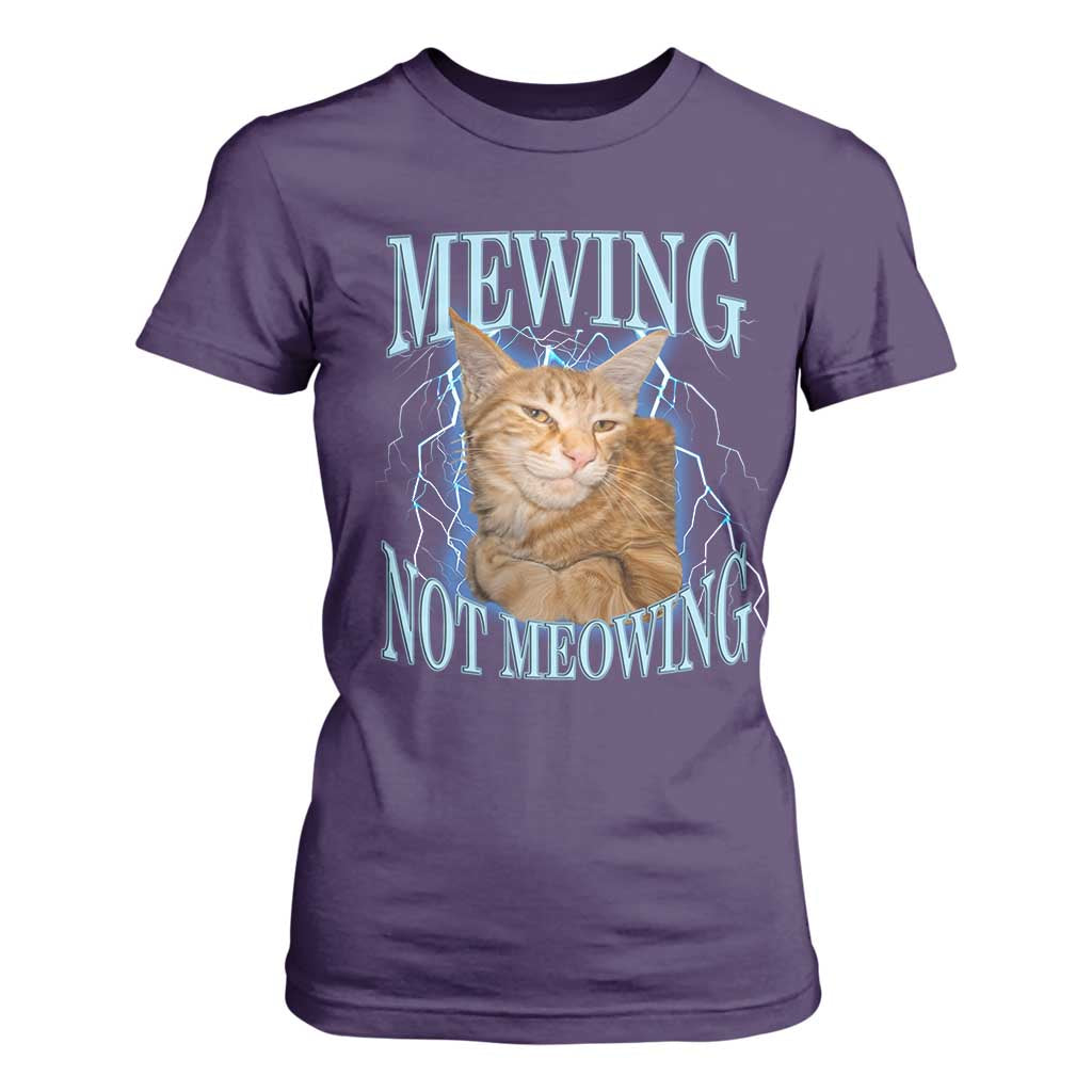 Mewing Not Meowing T Shirt For Women Funny Cat Meme TS14 Purple Print Your Wear