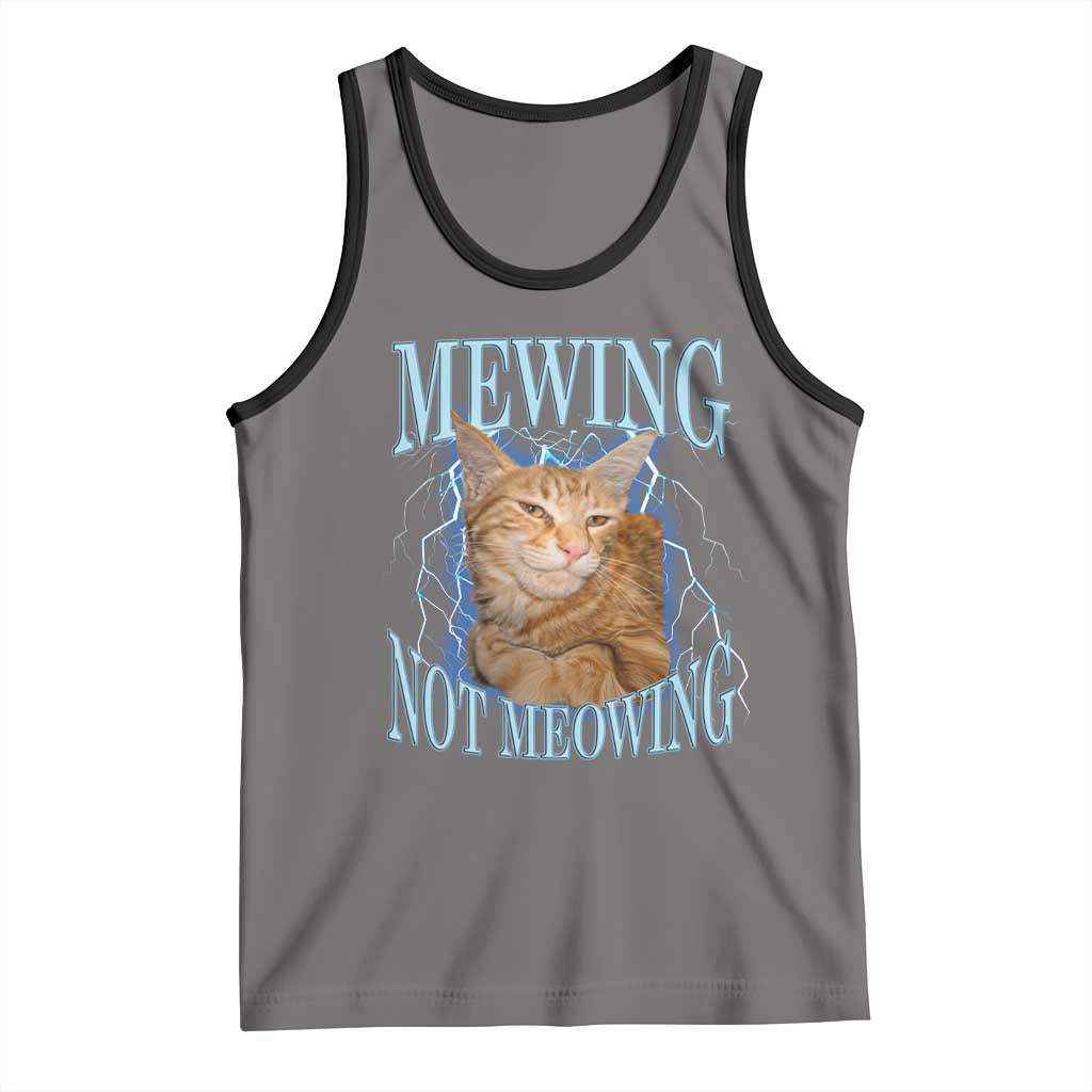 Mewing Not Meowing Tank Top Funny Cat Meme TS14 Deep Heather Black Print Your Wear
