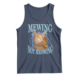 Mewing Not Meowing Tank Top Funny Cat Meme TS14 Navy Print Your Wear