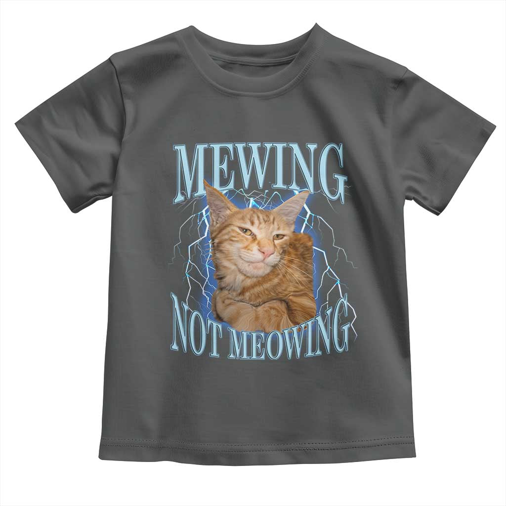 Mewing Not Meowing Toddler T Shirt Funny Cat Meme TS14 Dark Heather Print Your Wear