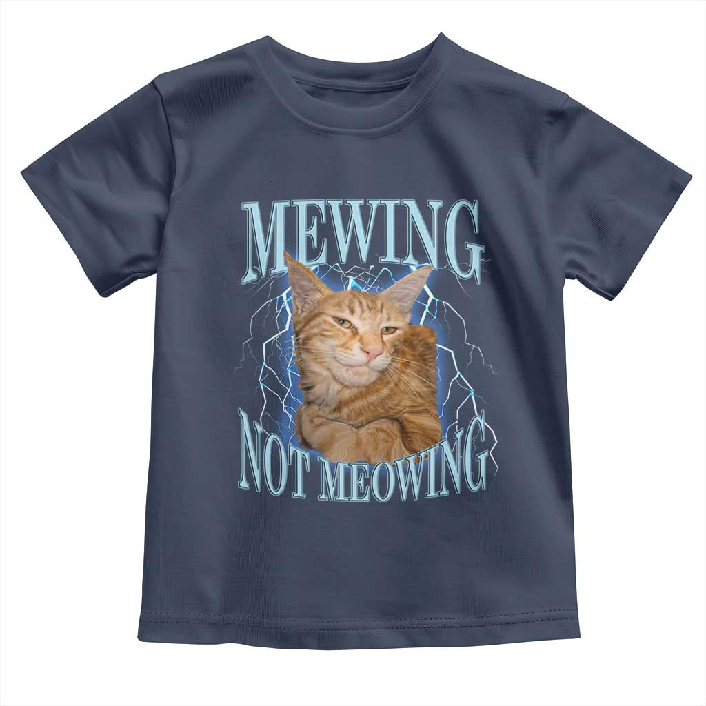 Mewing Not Meowing Toddler T Shirt Funny Cat Meme TS14 Navy Print Your Wear