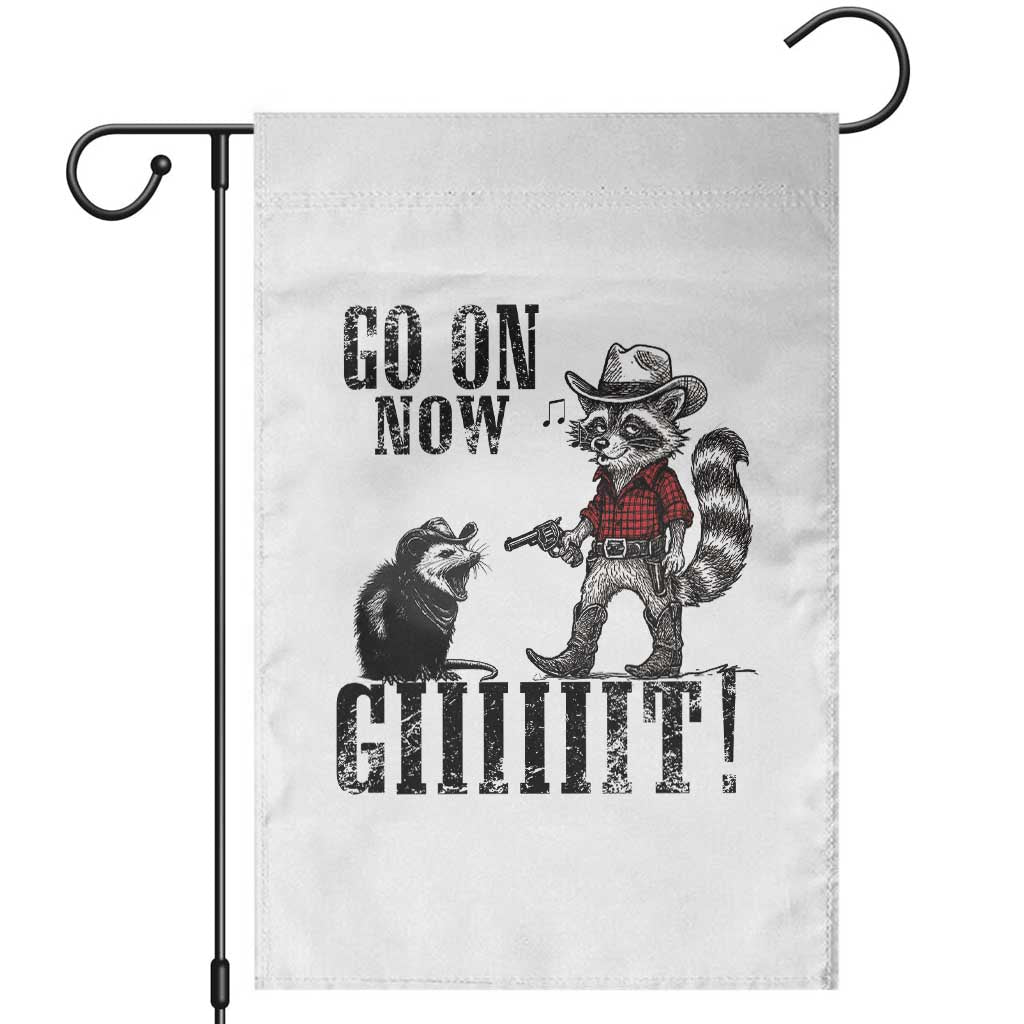 Funny Cowboy Raccoon Opossum Garden Flag Go On Now Git TS14 Black Print Your Wear
