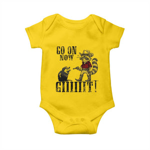 Funny Cowboy Raccoon Opossum Baby Onesie Go On Now Git - Print Your Wear