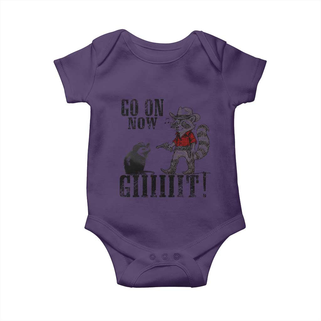 Funny Cowboy Raccoon Opossum Baby Onesie Go On Now Git TS14 Purple Print Your Wear