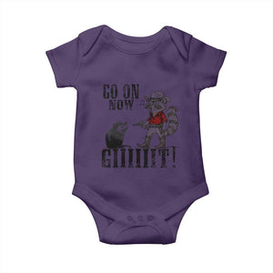Funny Cowboy Raccoon Opossum Baby Onesie Go On Now Git TS14 Purple Print Your Wear