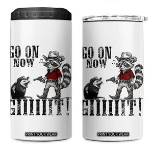 Funny Cowboy Raccoon Opossum 4 in 1 Can Cooler Tumbler Go On Now Git TS14 One Size: 16 oz White Print Your Wear