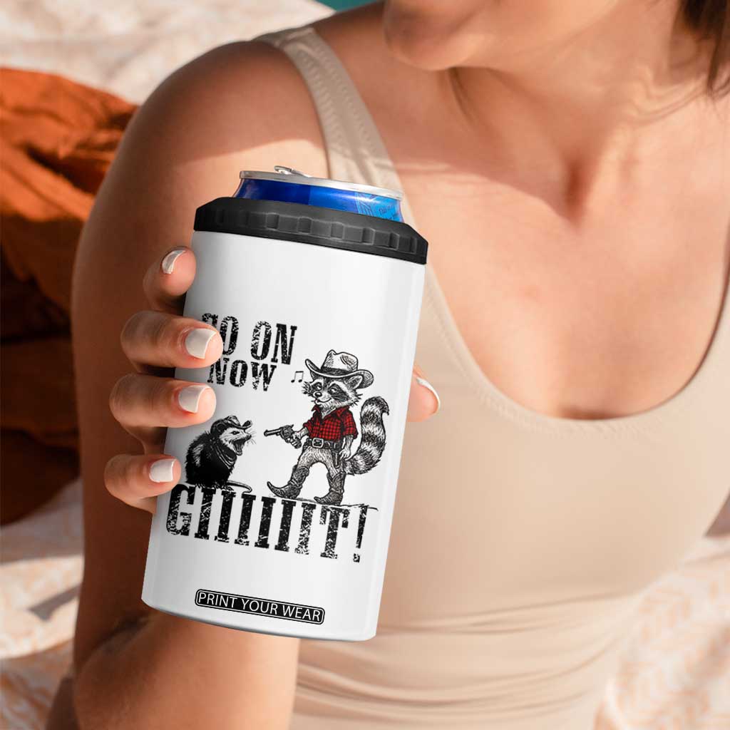 Funny Cowboy Raccoon Opossum 4 in 1 Can Cooler Tumbler Go On Now Git TS14 Print Your Wear