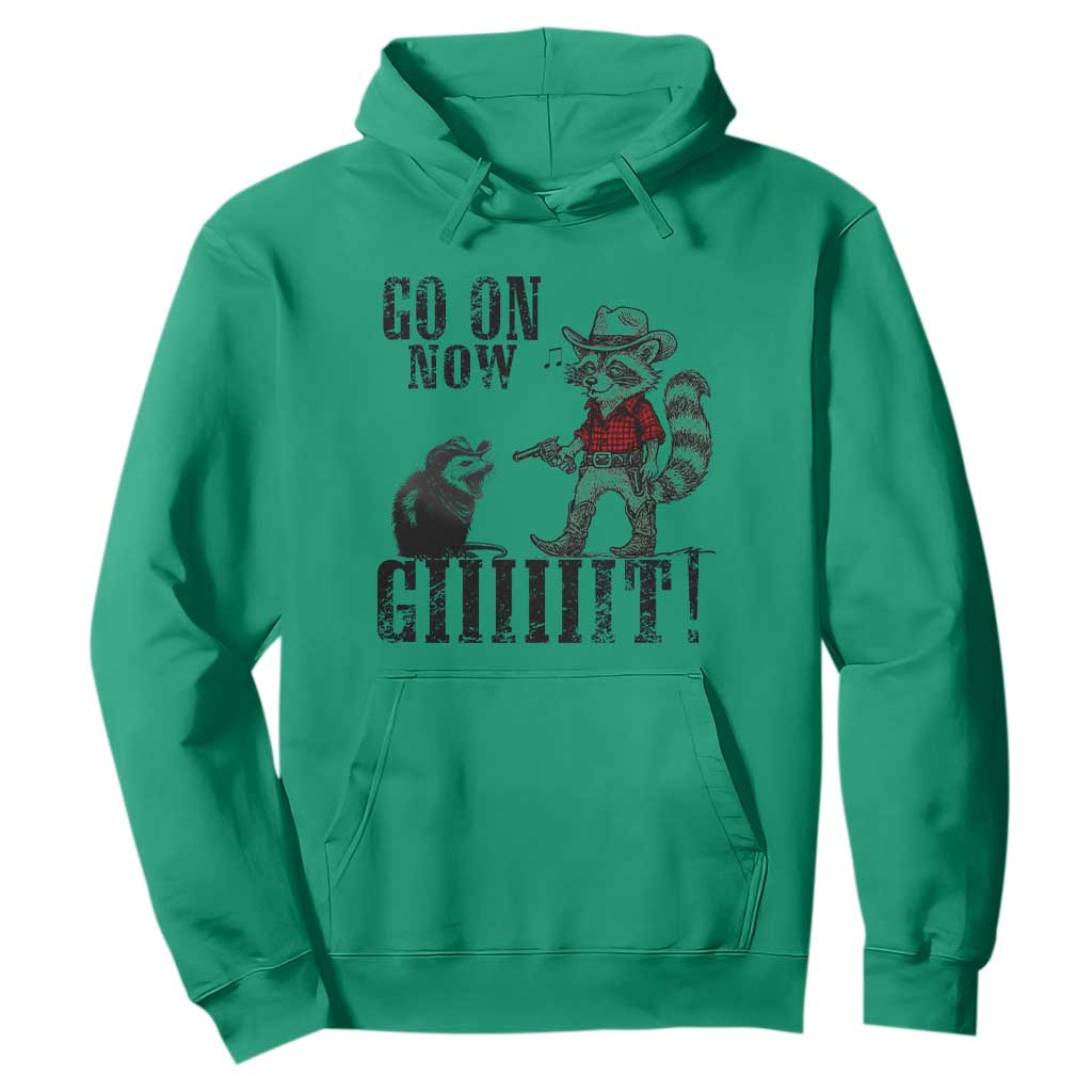 Funny Cowboy Raccoon Opossum Hoodie Go On Now Git TS14 Irish Green Print Your Wear