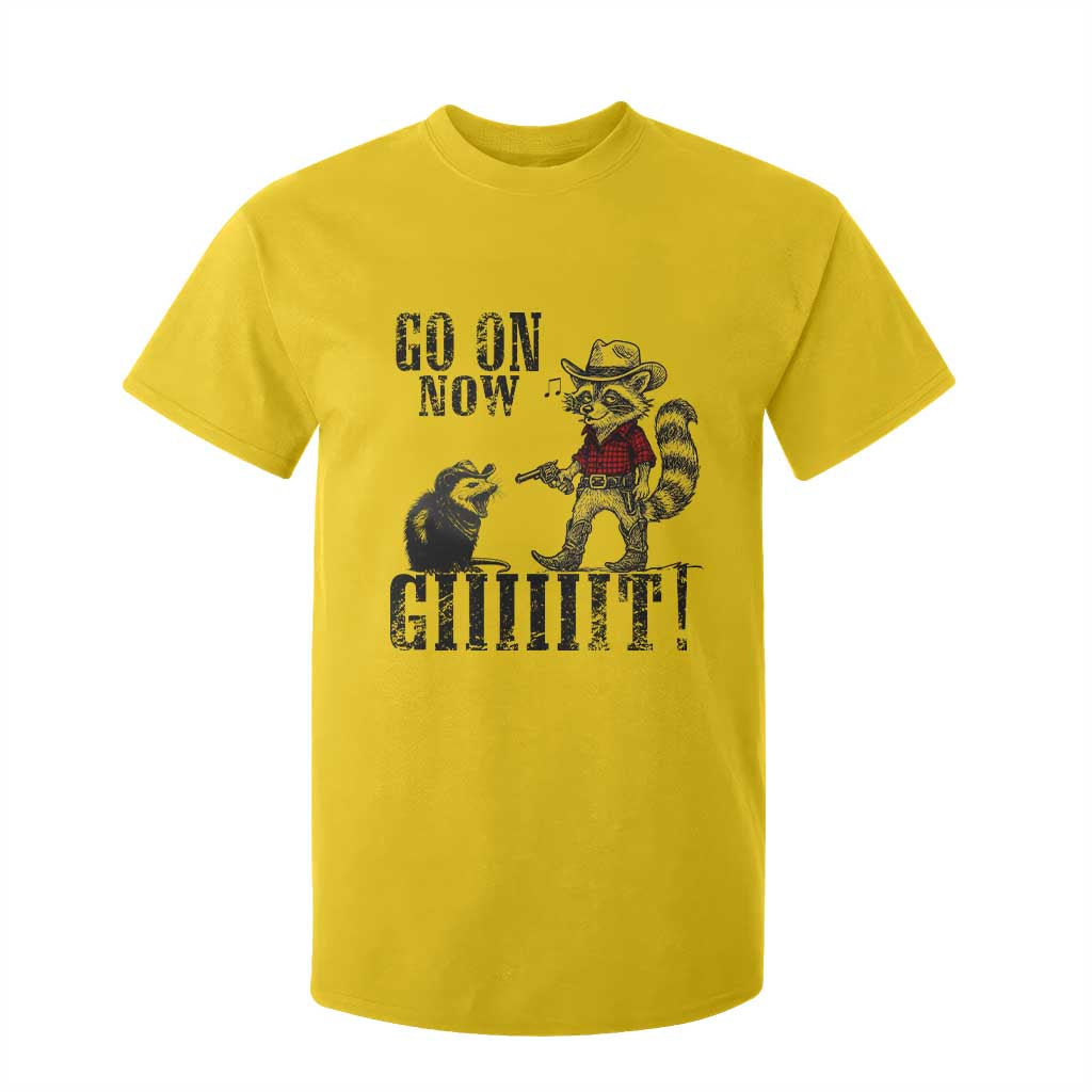 Funny Cowboy Raccoon Opossum T Shirt For Kid Go On Now Git TS14 Daisy Print Your Wear