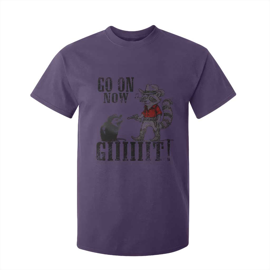 Funny Cowboy Raccoon Opossum T Shirt For Kid Go On Now Git TS14 Purple Print Your Wear