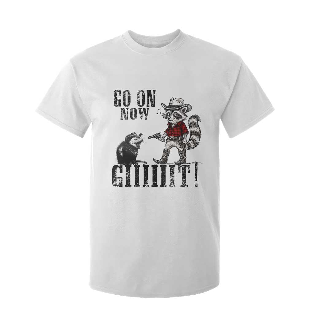 Funny Cowboy Raccoon Opossum T Shirt For Kid Go On Now Git TS14 White Print Your Wear