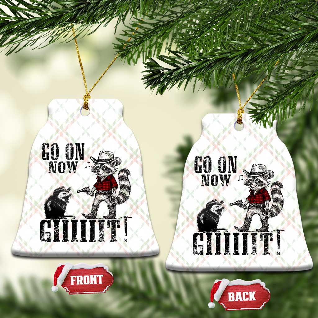 Funny Cowboy Raccoon Opossum Ceramic Ornament Go On Now Git TS14 Print Your Wear