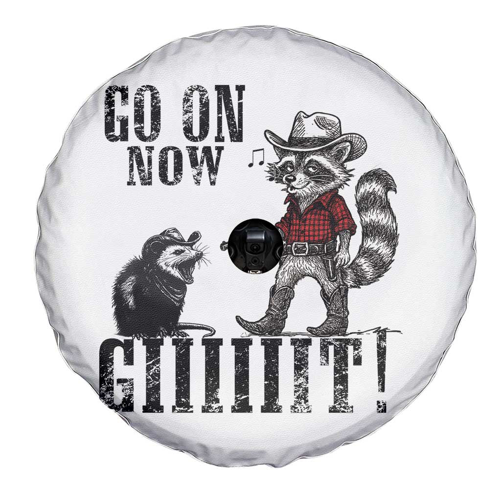 Funny Cowboy Raccoon Opossum Spare Tire Cover Go On Now Git TS14 Print Your Wear