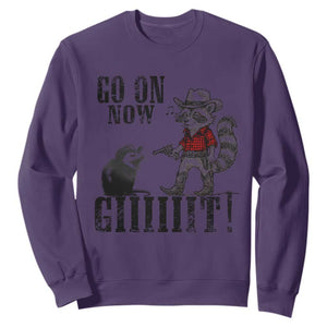 Funny Cowboy Raccoon Opossum Sweatshirt Go On Now Git TS14 Purple Print Your Wear