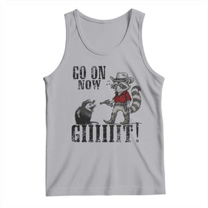 Funny Cowboy Raccoon Opossum Tank Top Go On Now Git TS14 Athletic Heather Print Your Wear