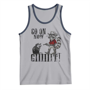 Funny Cowboy Raccoon Opossum Tank Top Go On Now Git TS14 Athletic Heather Navy Print Your Wear