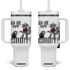 Funny Cowboy Raccoon Opossum Tumbler With Handle Go On Now Git TS14 One Size: 40 oz White Print Your Wear