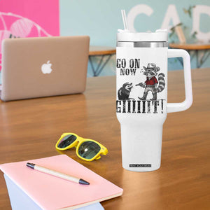 Funny Cowboy Raccoon Opossum Tumbler With Handle Go On Now Git TS14 Print Your Wear