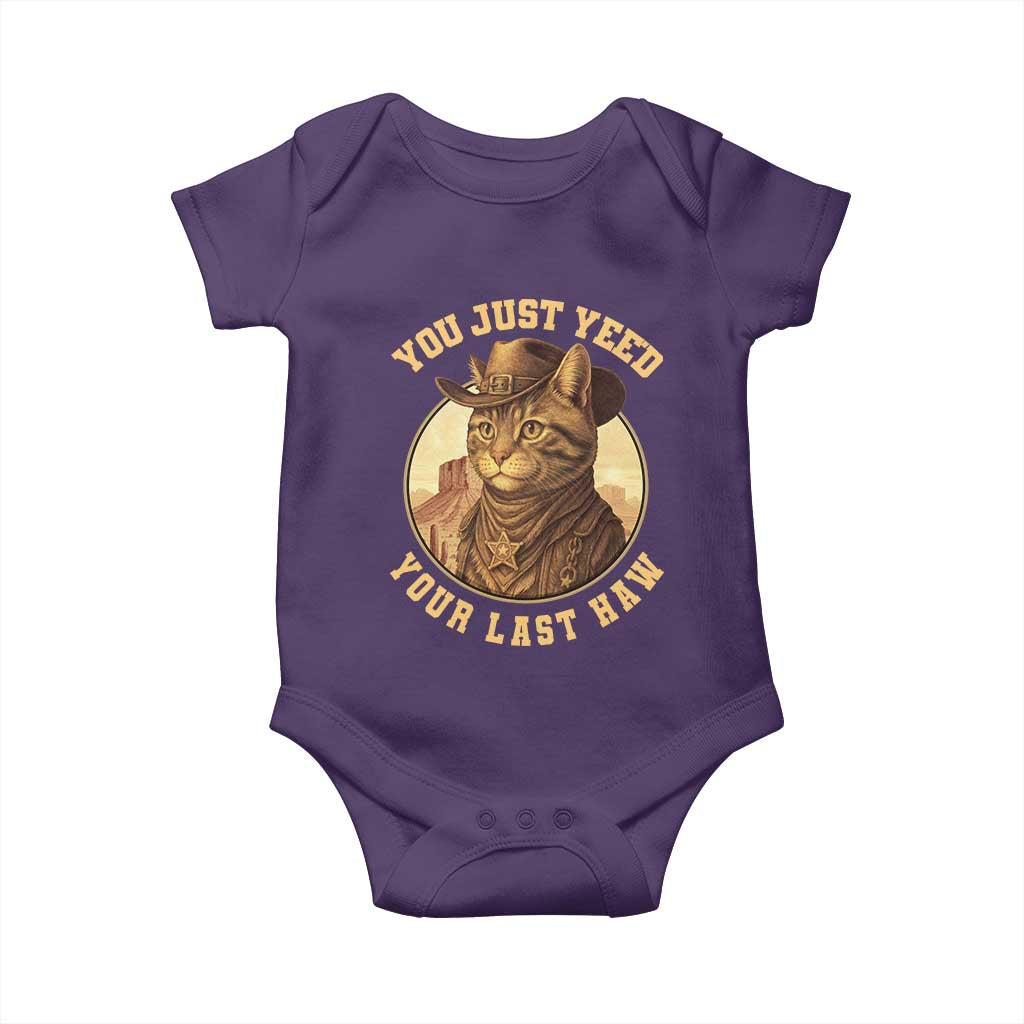 Cowboy Cat Baby Onesie You Just Yeehaw Your Last Haw - Print Your Wear