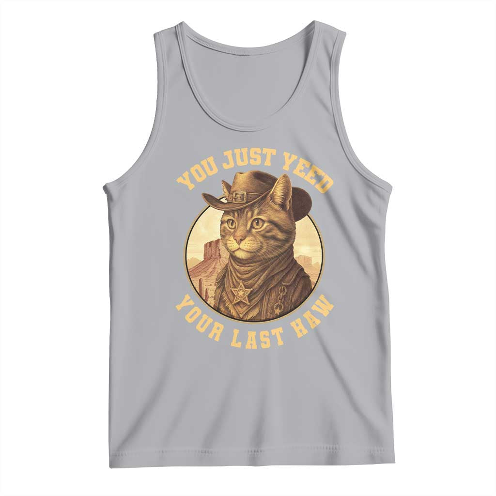 Cowboy Cat Tank Top You Just Yeehaw Your Last Haw TS14 Athletic Heather Print Your Wear