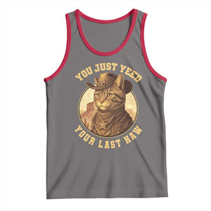 Cowboy Cat Tank Top You Just Yeehaw Your Last Haw TS14 Deep Heather Red Print Your Wear