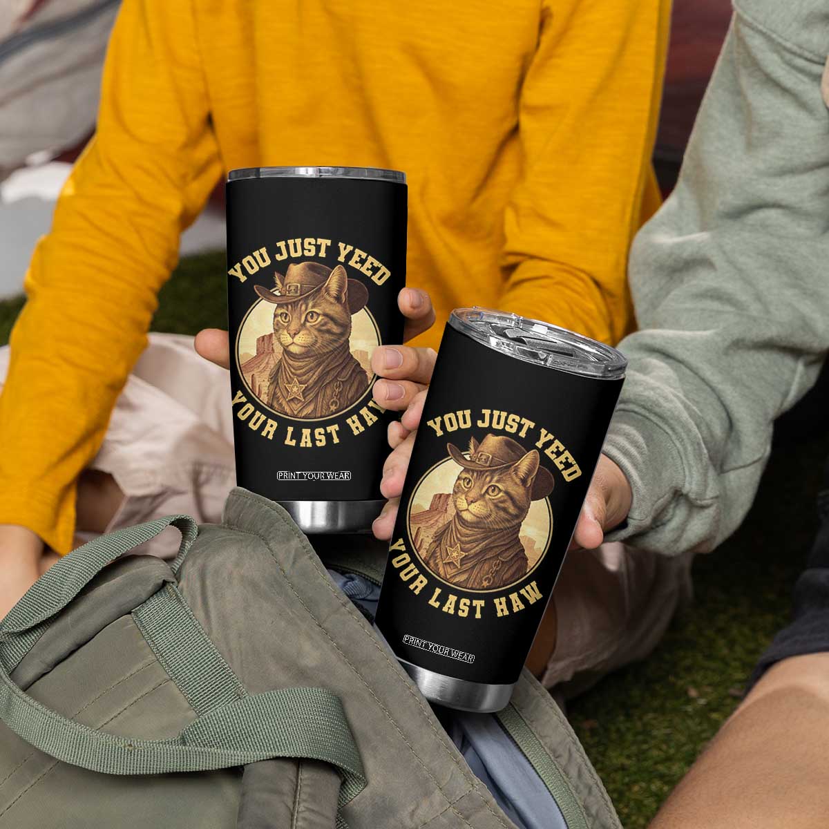 Cowboy Cat Tumbler Cup You Just Yeehaw Your Last Haw TS14 Print Your Wear