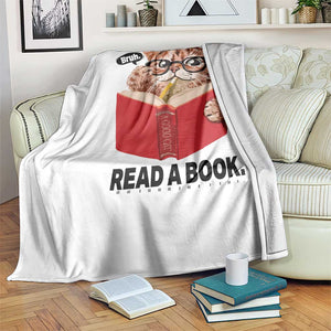 Funny Cat Reading Throw Blanket Book Lover TS14 Print Your Wear