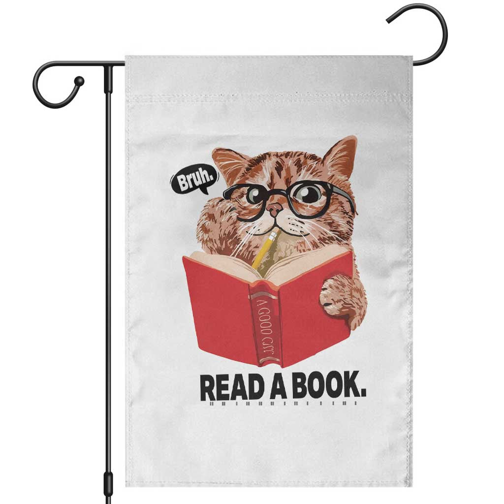 Funny Cat Reading Garden Flag Book Lover TS14 Black Print Your Wear