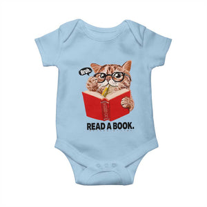 Funny Cat Reading Baby Onesie Book Lover TS14 Light Blue Print Your Wear