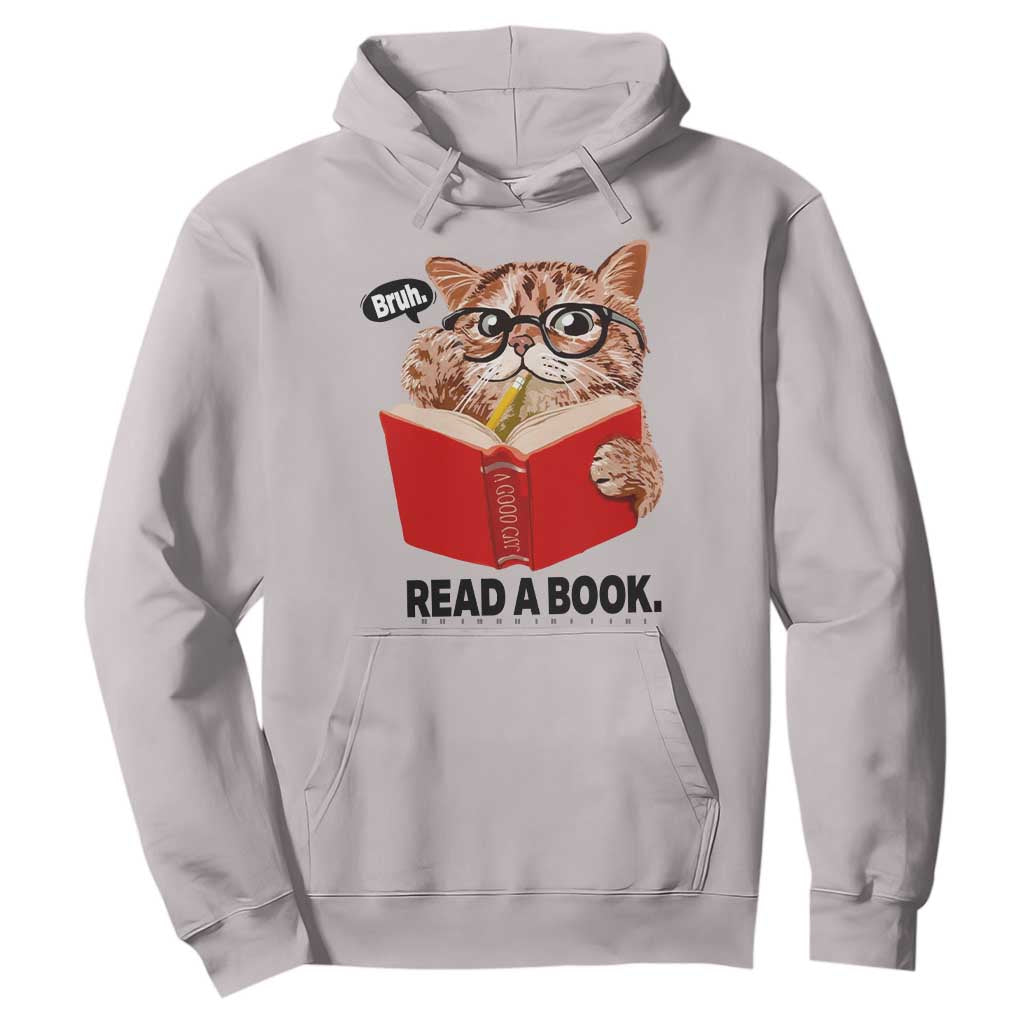 Funny Cat Reading Hoodie Book Lover TS14 Ice Gray Print Your Wear