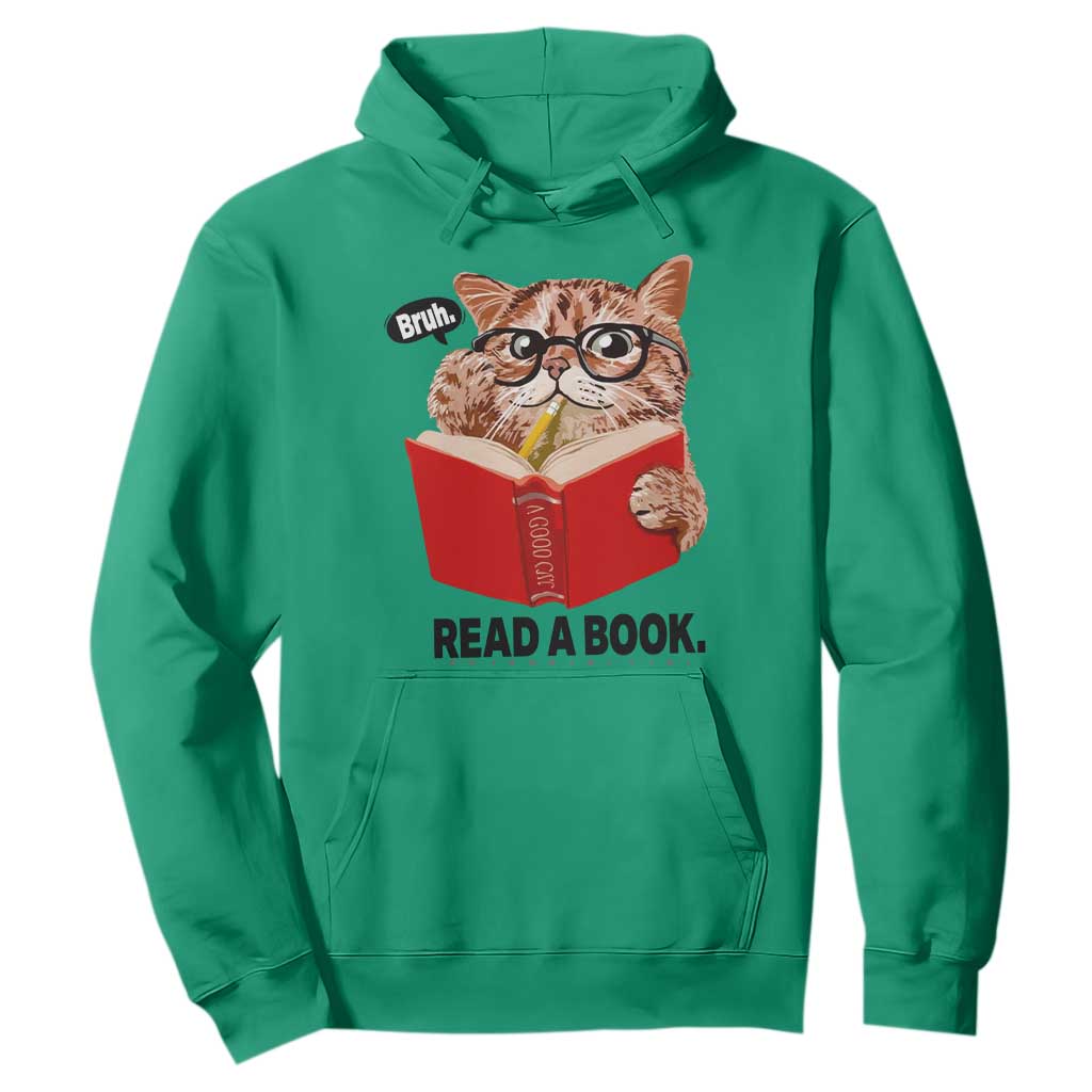 Funny Cat Reading Hoodie Book Lover TS14 Irish Green Print Your Wear
