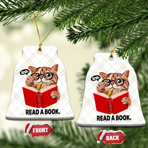 Funny Cat Reading Ceramic Ornament Book Lover TS14 Print Your Wear