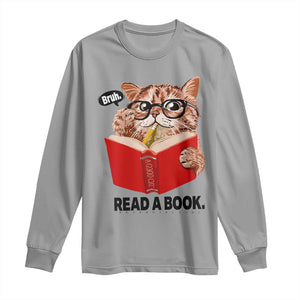 Funny Cat Reading Long Sleeve Shirt Book Lover TS14 Sport Gray Print Your Wear
