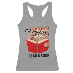 Funny Cat Reading Racerback Tank Top Book Lover TS14 Sport Gray Print Your Wear