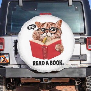 Funny Cat Reading Spare Tire Cover Book Lover TS14 No hole White Print Your Wear